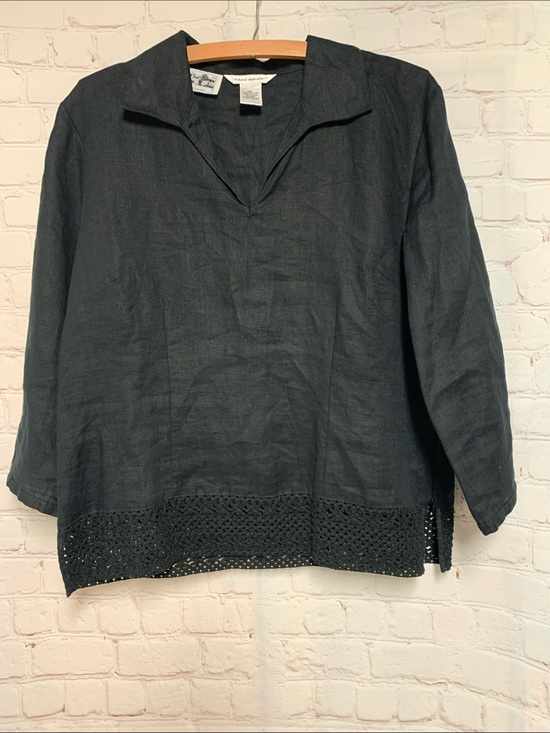 Richard Malcolm Tops - Richard Malcom Irish Linen Black Top Size L
